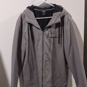 Oakley Men's Light Gray Hooded Zip-Up Jacket